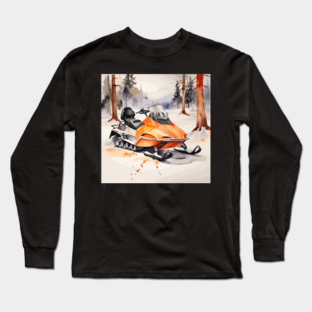 Snowmobile Long Sleeve T-Shirt by Siha Arts